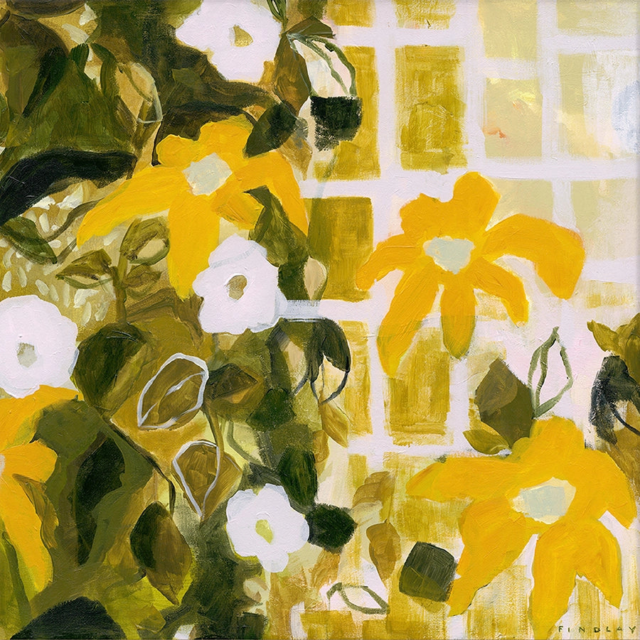 Yellow Flowers Abstract Art Canvas Print