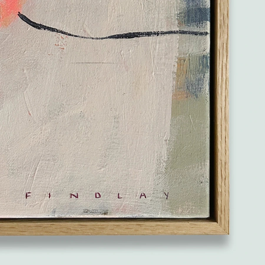 Bottom corner framed artwork showing signature of on artist reproduction print for the abstract Cafe Vibe artwork