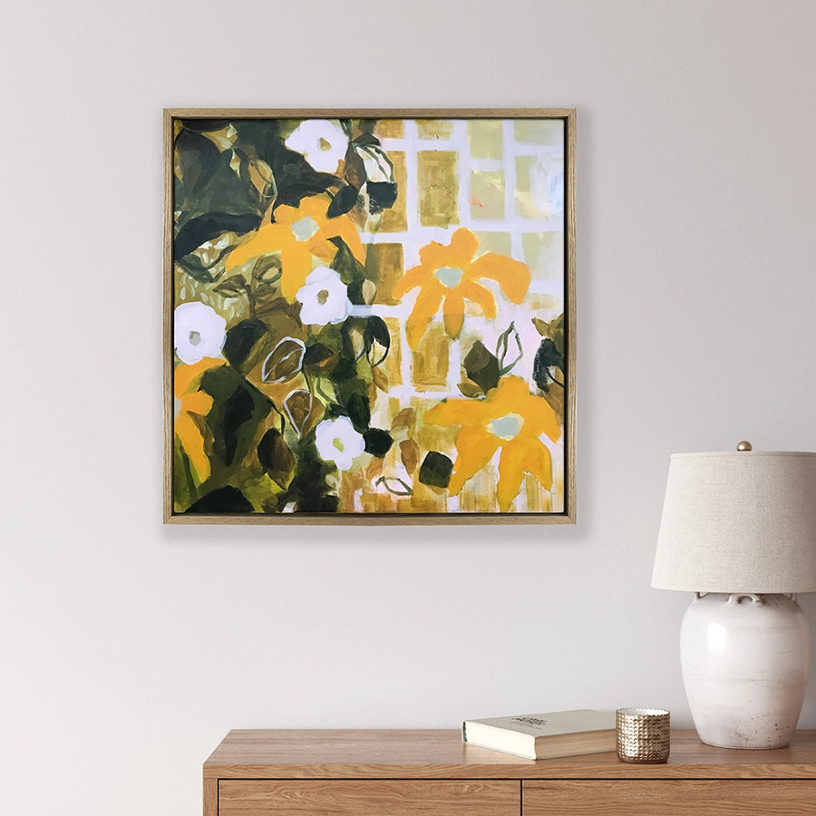 Yellow Flowers Abstract Art Canvas Print